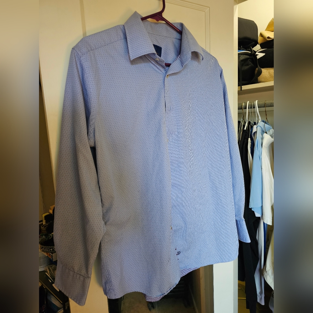 David Donahue Blue Casual Button Down Shirt